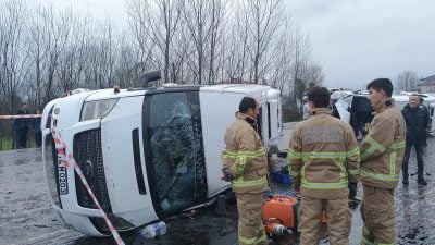İŞÇİ SERVİSİ KAZA YAPTI… 1 ÖLÜ 15 YARALI
