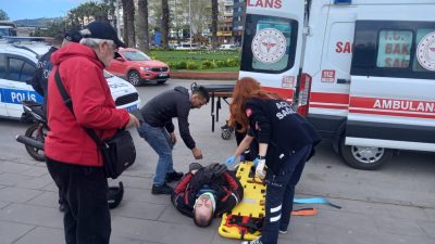 Devrilen motosikletin sürücüsü yaralandı