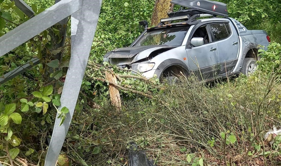 PİCK-UP TARLAYA UÇTU Zonguldak’ın Alaplı ilçesinde elektrik