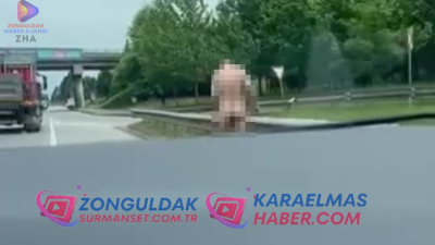 Yolda çırılçıplak dolaştı Kocaeli D130 Karayolu'nda bir şahıs,