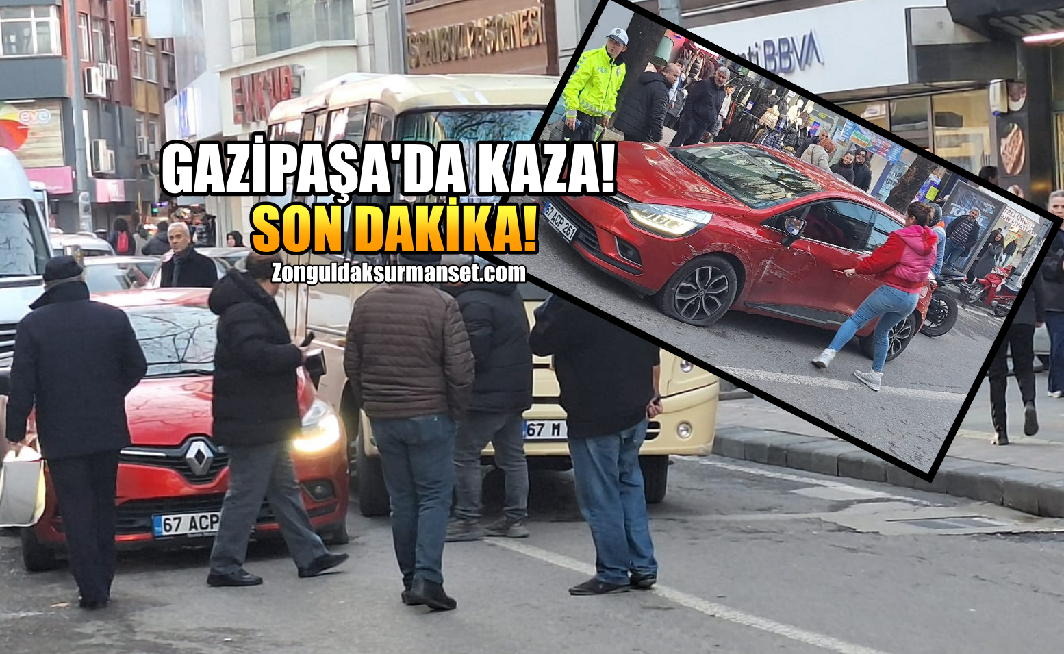 MİNİBÜS OTOMOBİLE ÇARPTI!