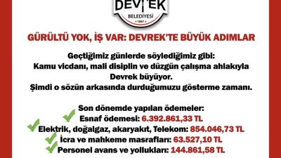 Devrek Belediyesi yaptıkları ödemeleri açıkladı
