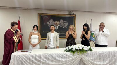 Zonguldak’ta maden işçisi Olcay Yavuz ile Buse Öztürk dünyaevine girdi