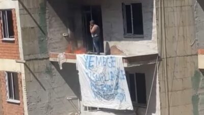 Kozlu’da inşaat işçisinden protesto!