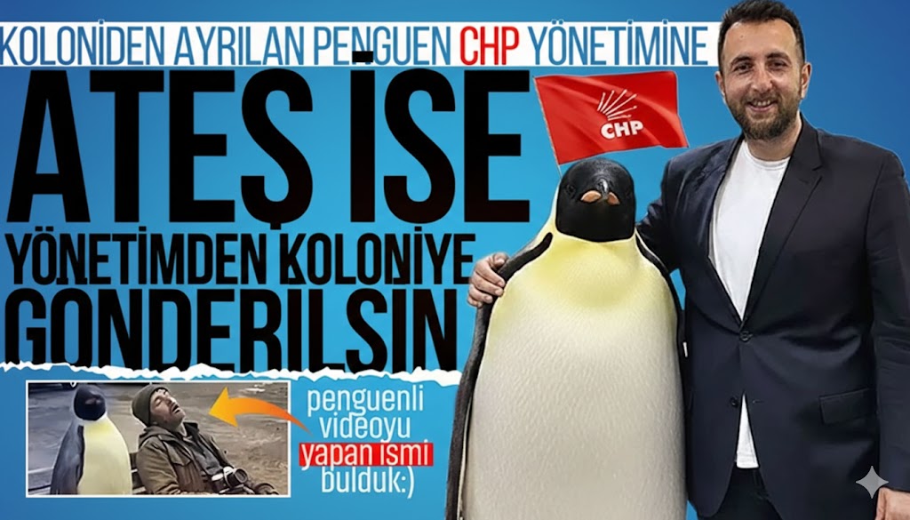 CHP Zonguldak İl Örgütünün ‘Uyuyan Basın’ kurgusuyla yer verdiği penguenli