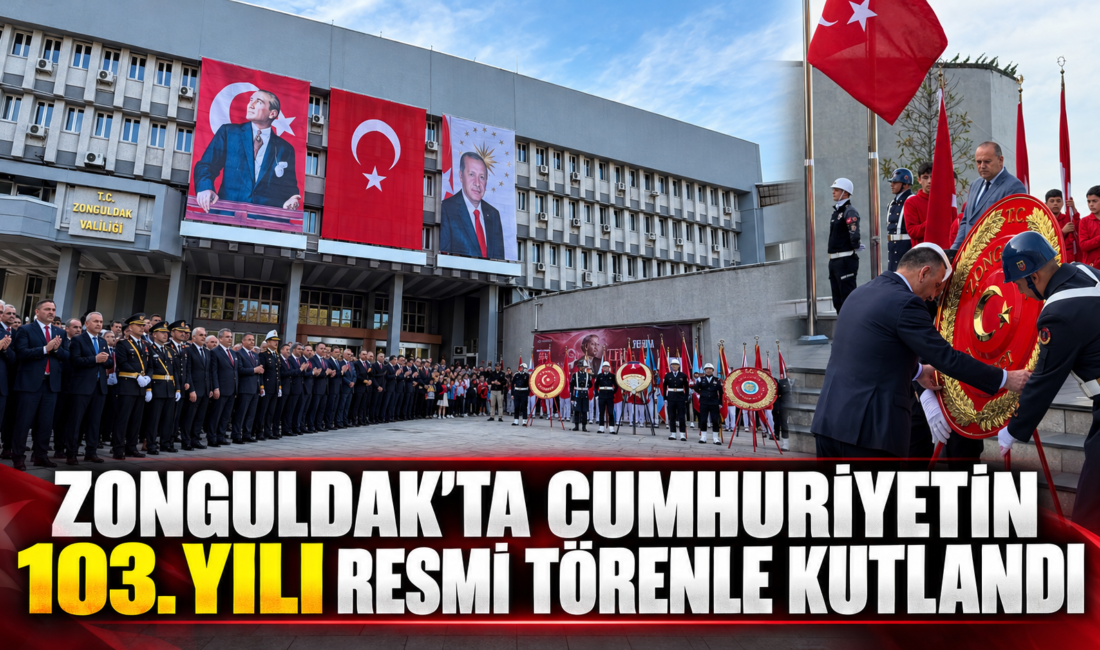 Zonguldak’ta Cumhuriyet Bayramı kutlamaları başladı Zonguldak'ta 29 Ekim Cumhuriyet Bayramı 103. yıl dönümü Valilik önünde